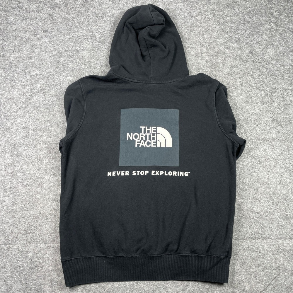 The North Face Hoodie Mens M Black Never Stop Exploring Box Pullover A4761